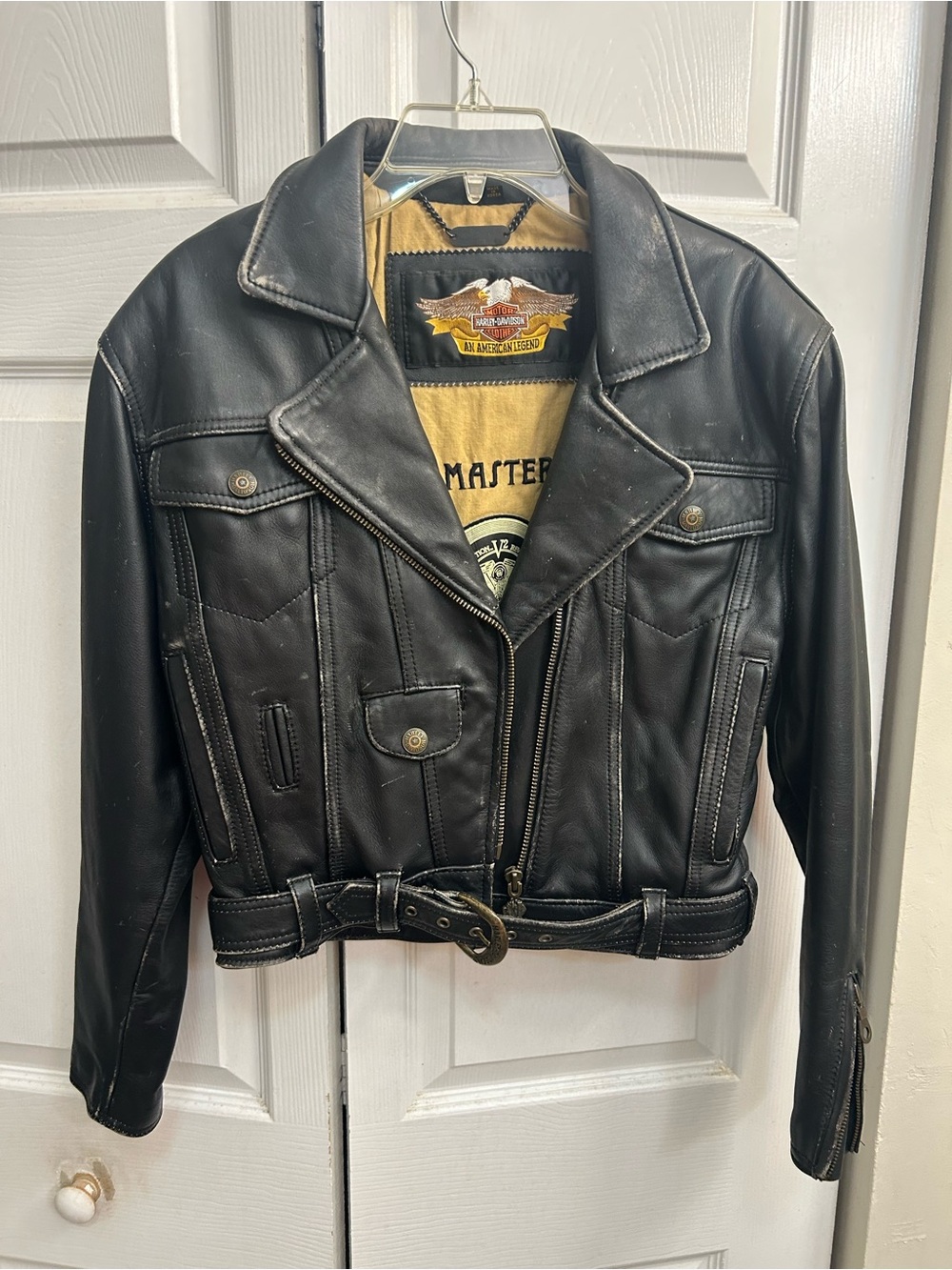 Harley-Davidson Black Leather Biker Jacket with Belt
